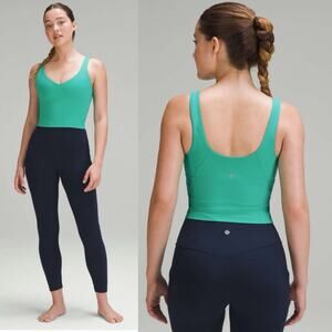 Lululemon Align Tank Nulu In Kelly Green Size 2 A/B Cup Sporty Active Wear Crop